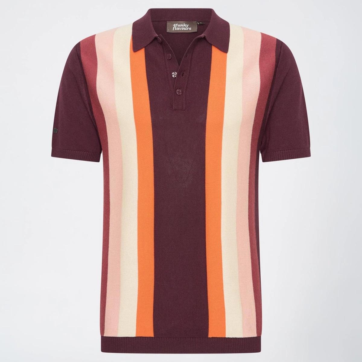 Don't Drop My Love Orange/White/Pink Striped Knit Polo by 4funkyflavours