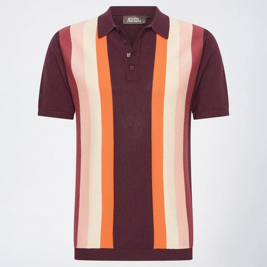 Don't Drop My Love Orange/White/Pink Striped Knit Polo by 4funkyflavours
