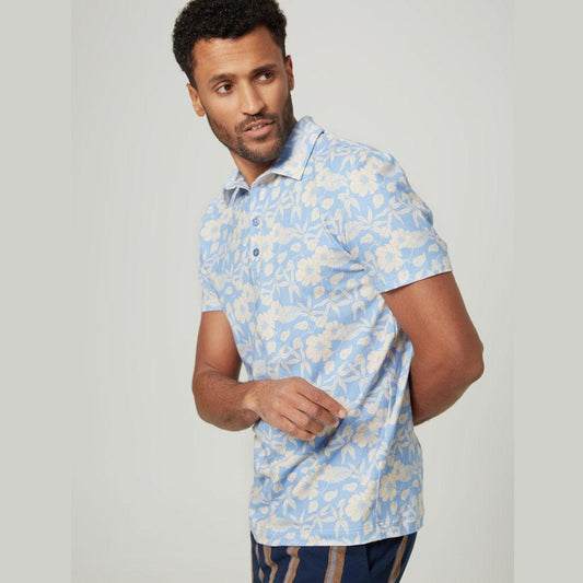 Parachute Light Blue/Ecru Short Sleeve Cotton Polo by 4FunkyFlavours