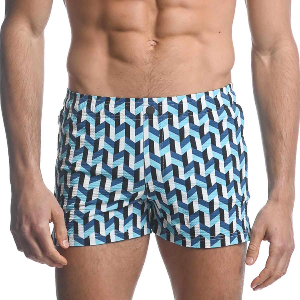 Royal/Cyan 3D Chevron Swim Shorts by Postmarc
