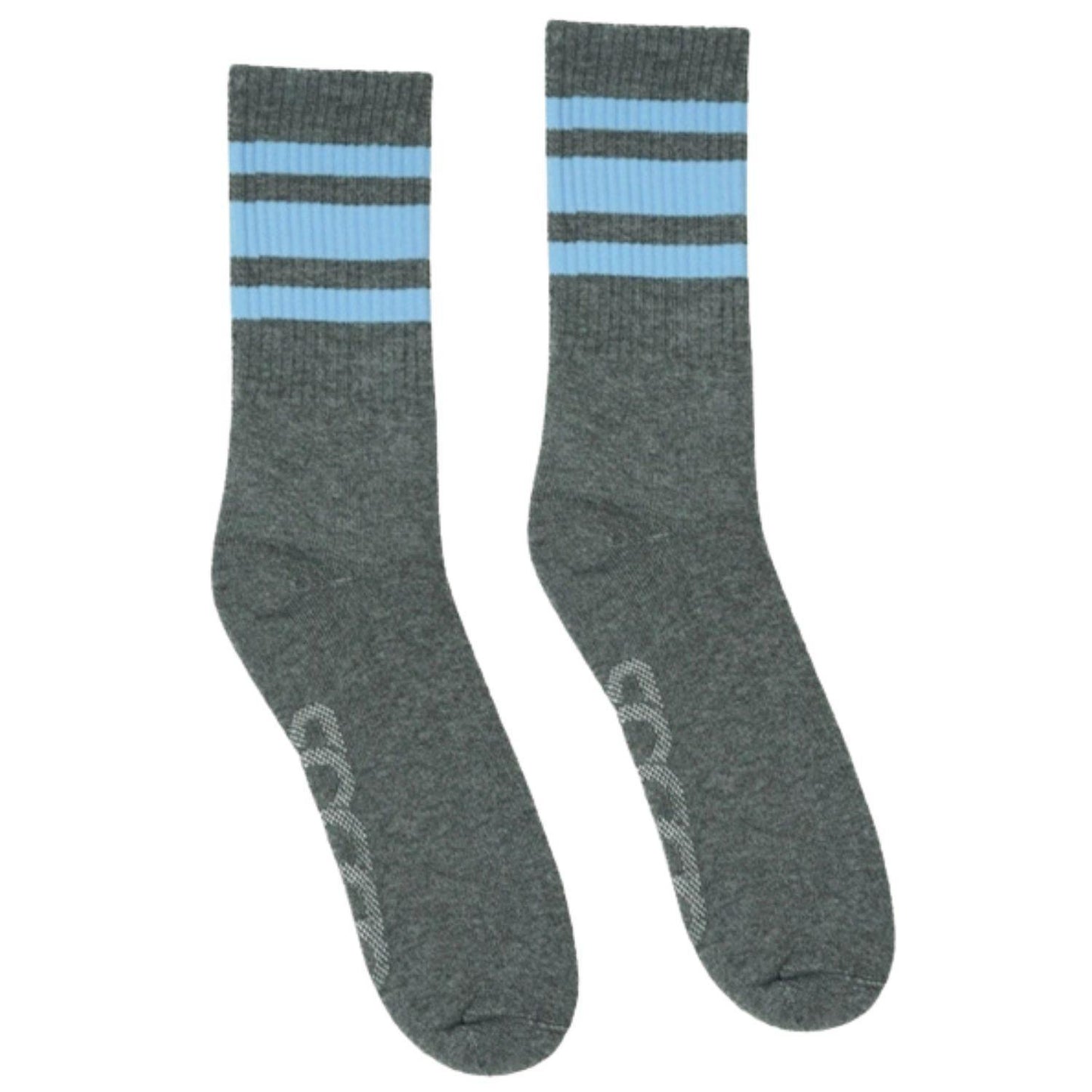 Carolina Blue Striped Dark Heather Grey Performance Crew Socks by SOCCO