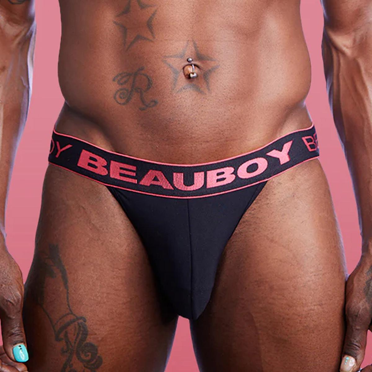 Coral/Black Core Thong by Beauboy Menswear