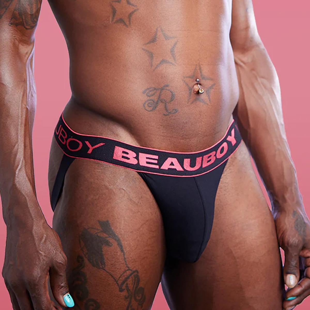 Coral/Black Core Jock by Beauboy Menswear