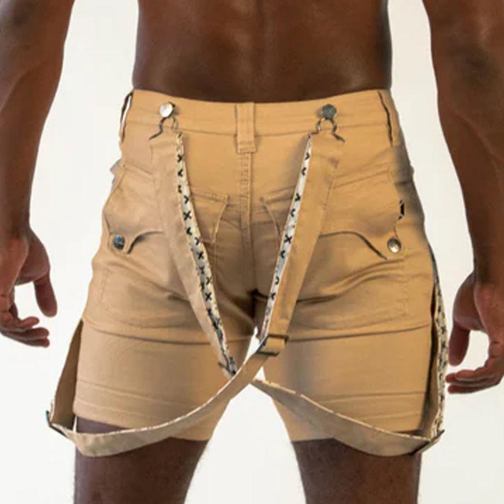 Alex Almond Romey Shorts with Wearable Straps by TigerXHorse Denim