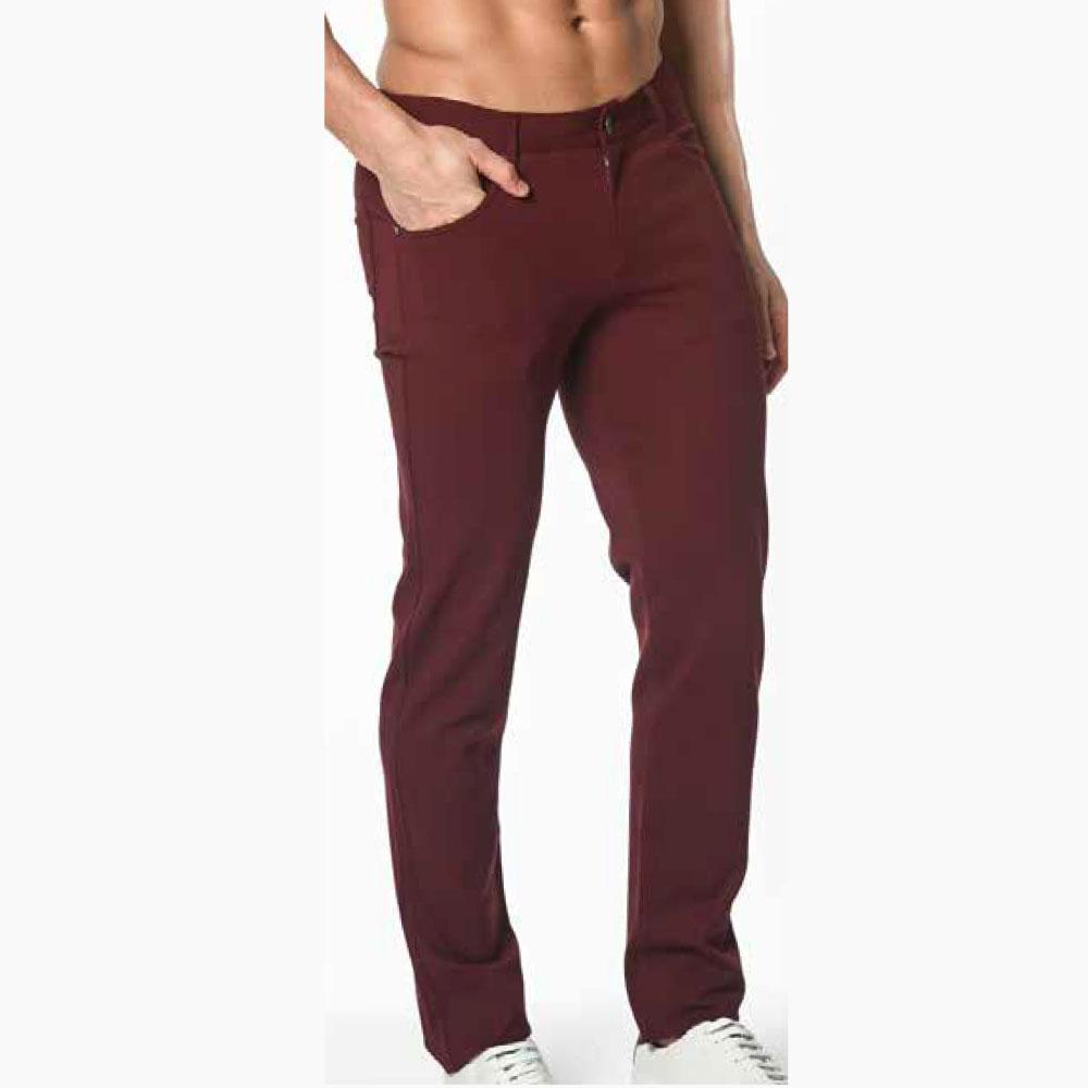 Burgundy 5-Pocket Stretch Knit Jeans by Postmarc