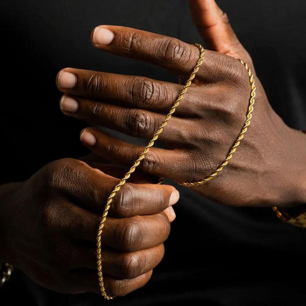 2.5MM Yellow Gold Rope Chain by Gold Gods
