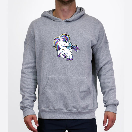 Baby Unicorn Embroidered Athletic Grey Pullover Hoodie by Assassin Menswear