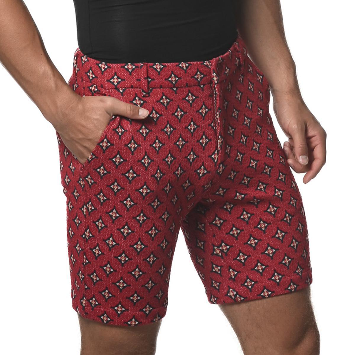 Red Star 8" Inseam Stretch Knit Jacquard Shorts by Postmarc