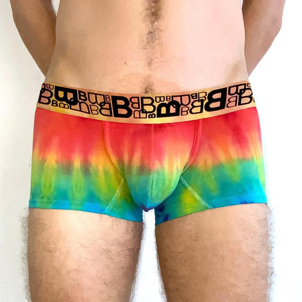 B Logo Rainbow Tie Dye Trunk by Beauboy Menswear