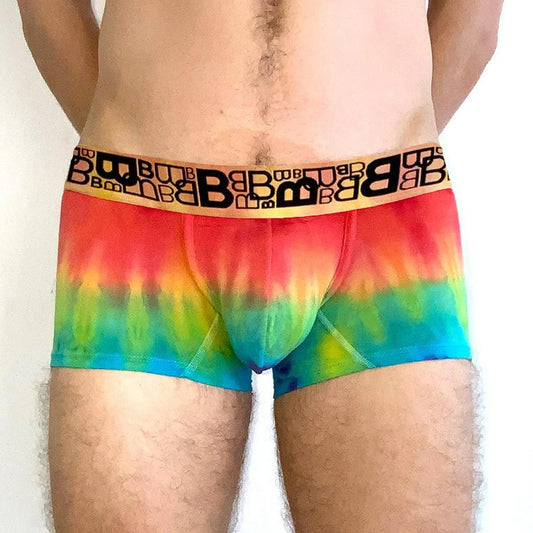 B Logo Rainbow Tie Dye Trunk by Beauboy Menswear