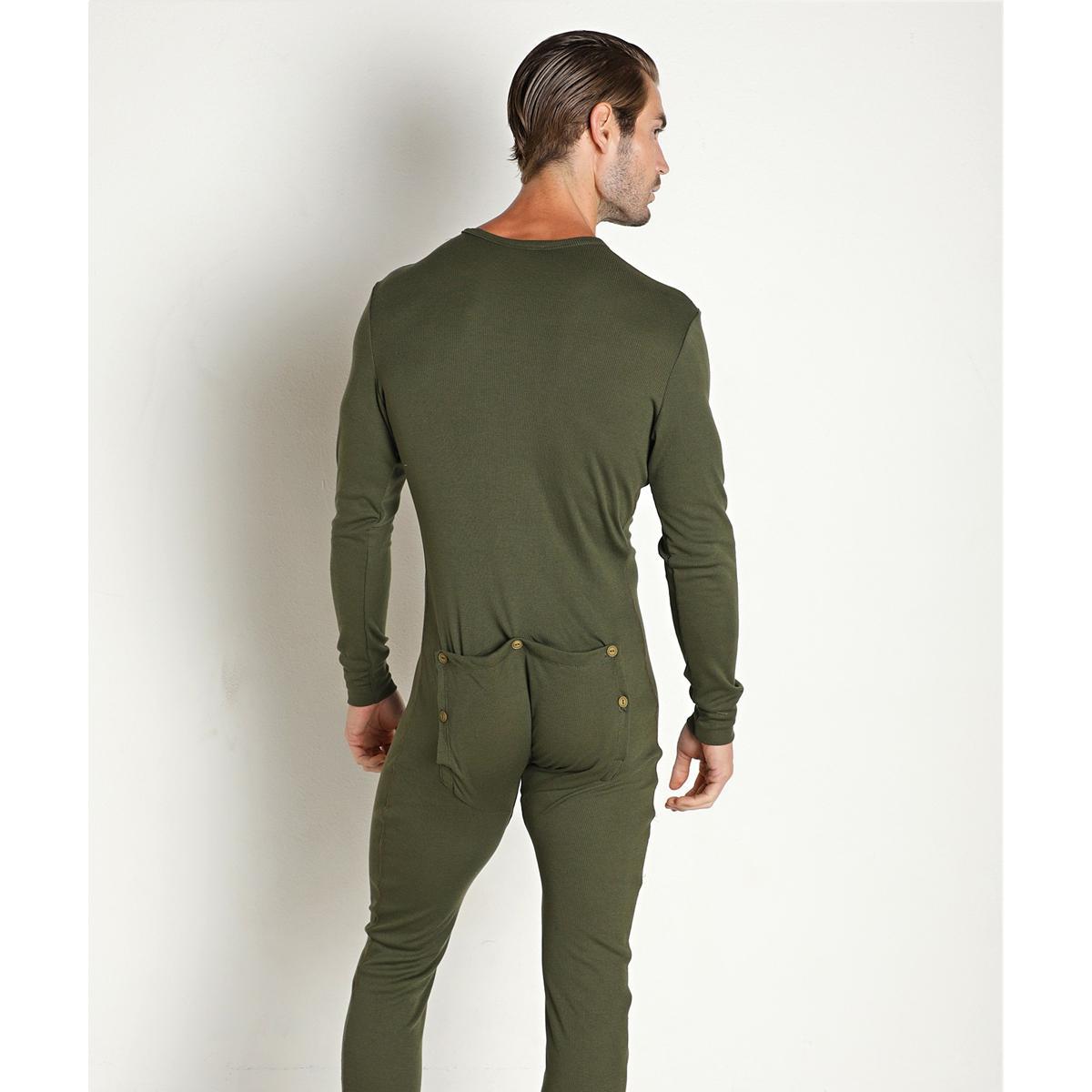 Army Green American Classic Back Flap Union Suit by Rick Majors