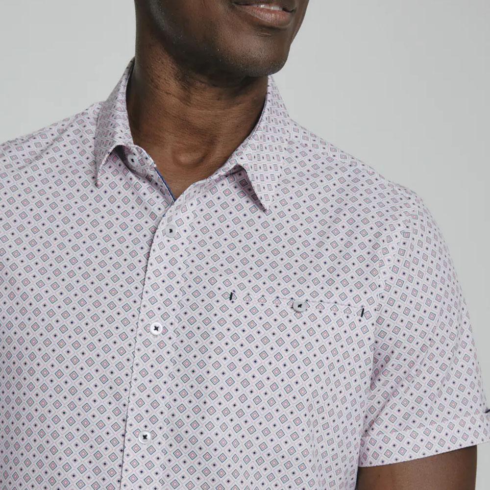 Lithos Coral Short Sleeve Patterned Shirt by 7Diamonds