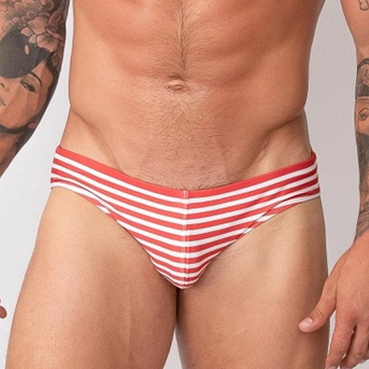 Amalfi Red Striped Swim Brief by Richie Lifestyle