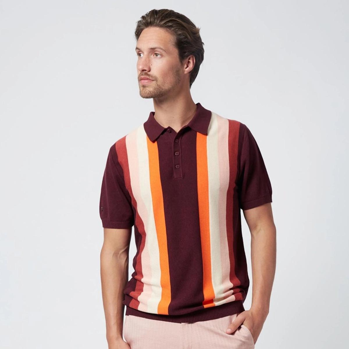 Don't Drop My Love Orange/White/Pink Striped Knit Polo by 4funkyflavours