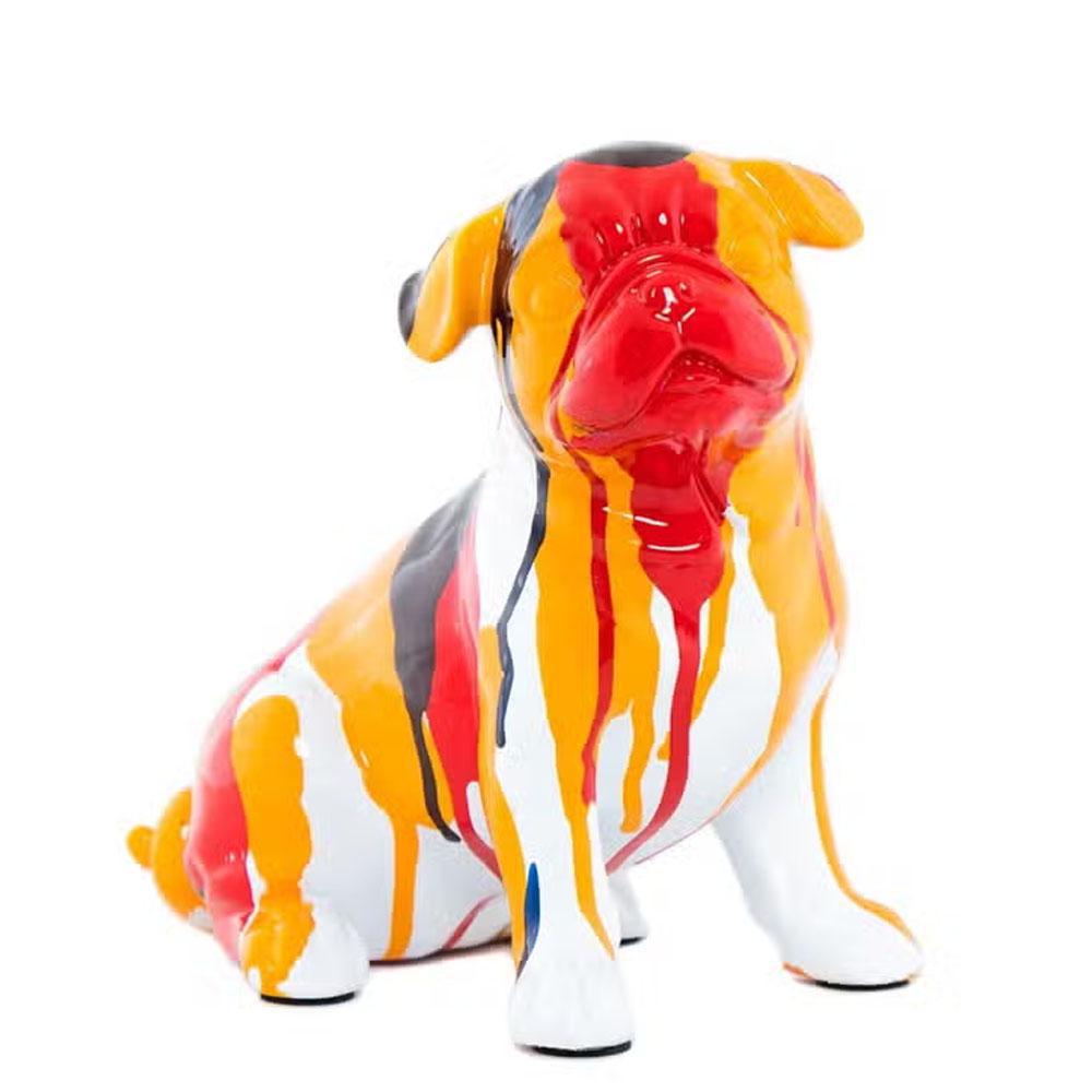 Hand Painted Bulldog Sitting Splatter Art Dog - 7.5" Tall by Interior Illusions Plus