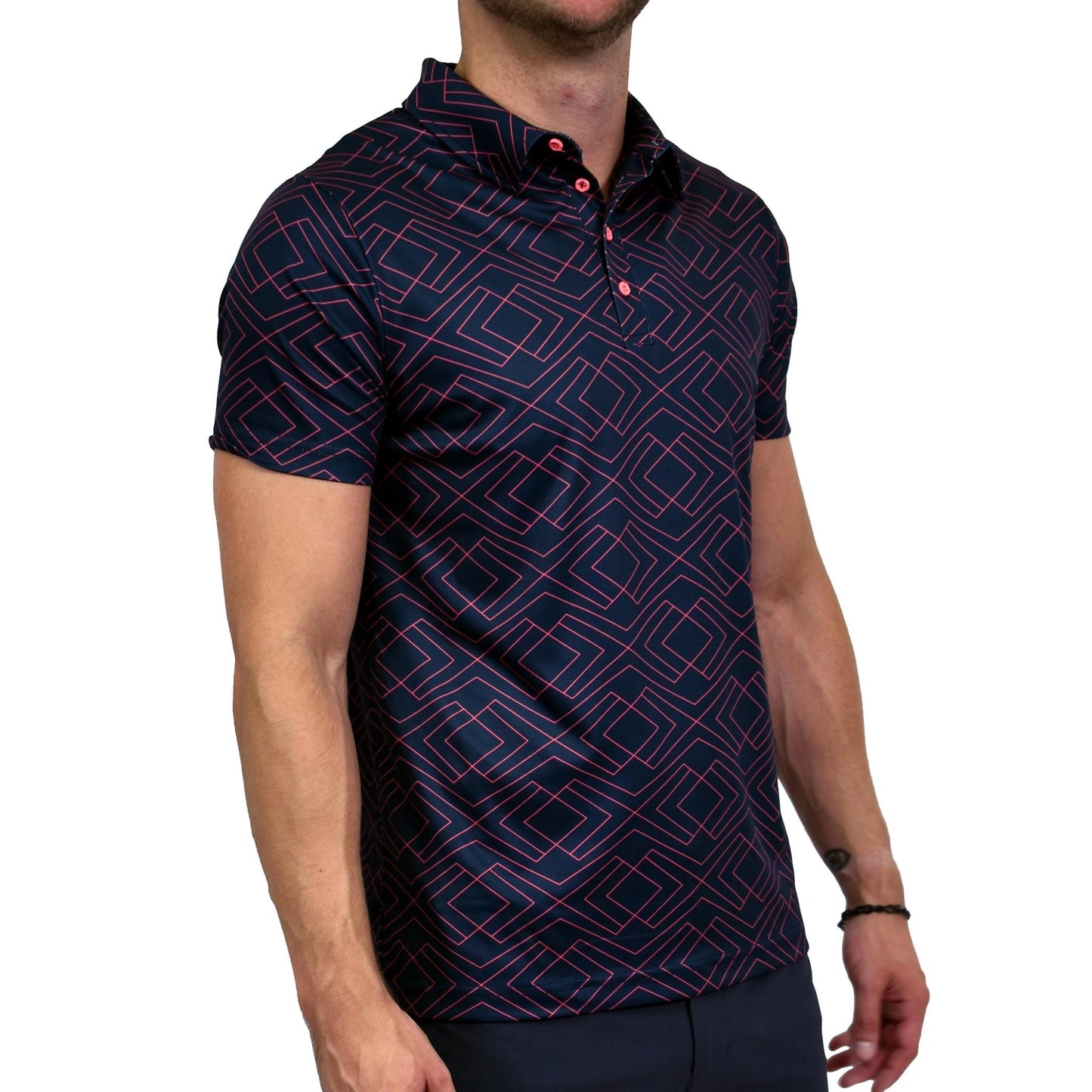 Geo X's Navy/Pink Short Sleeve Polo Shirt