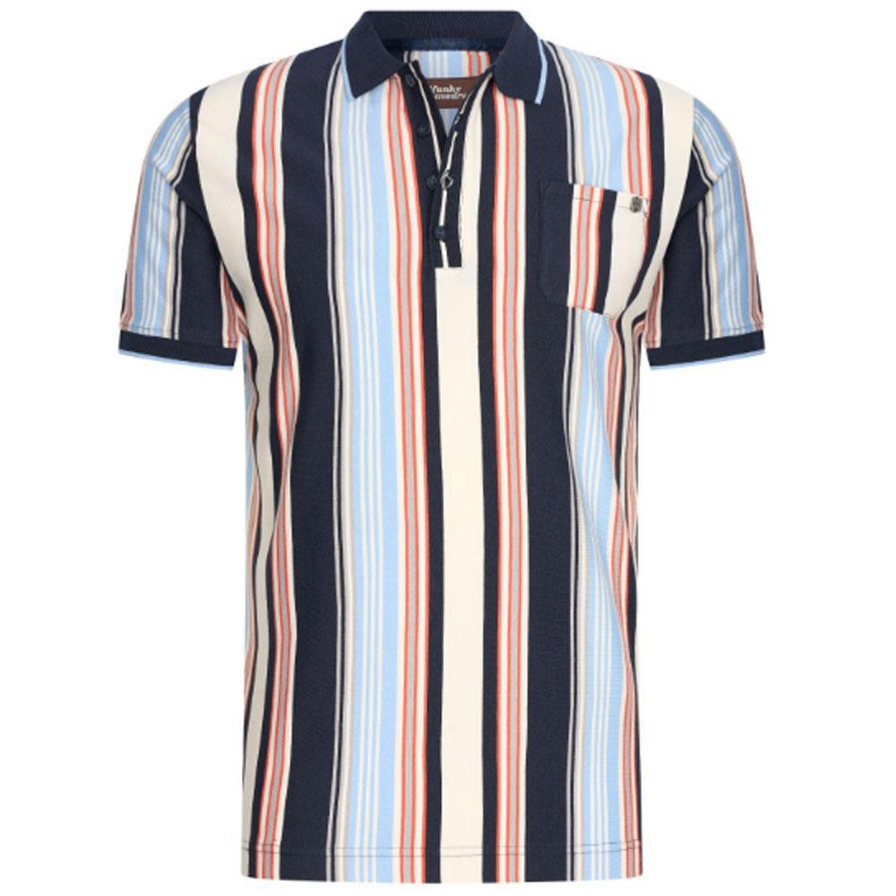 How Did We Lose It? Navy/Ecru Striped Knit Polo by 4funkyflavours