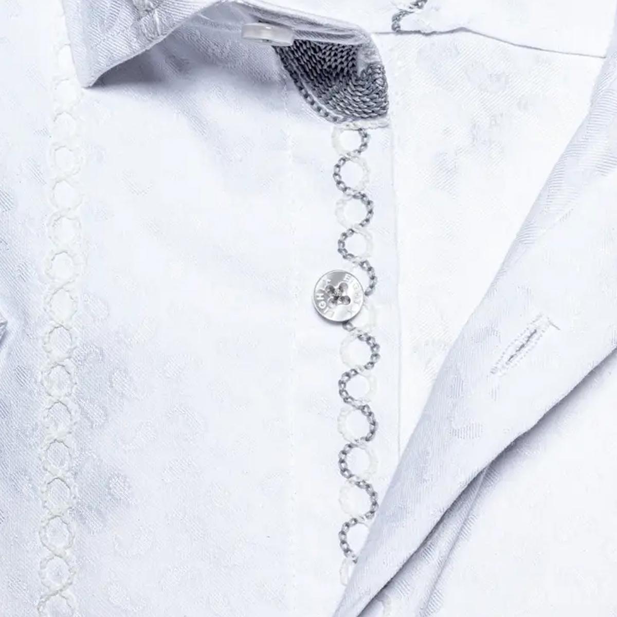 Paisley DNA Embroidered Jacquard Short Sleeve Button Down Shirt by Eight-X