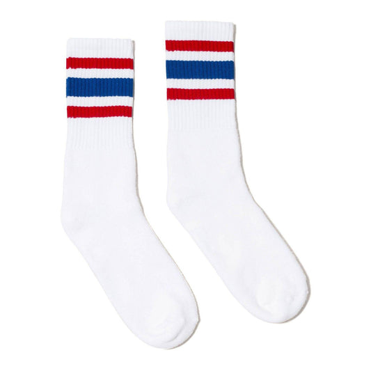 All American Striped White Crew Socks by SOCCO
