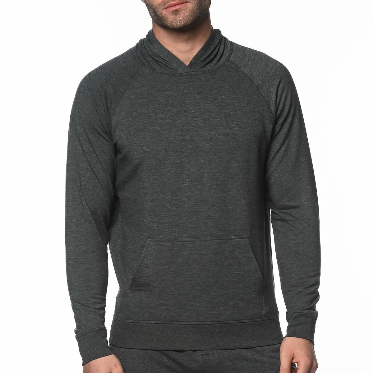 Heather Grey Hoodie Stretch Fleece Pullover by Postmarc