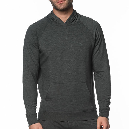 Heather Grey Hoodie Stretch Fleece Pullover by Postmarc