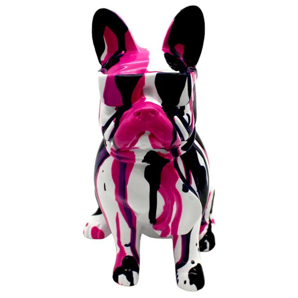 Pink Graffiti French bulldog with Glasses 8" Sculpture by Interior Illusions Plus