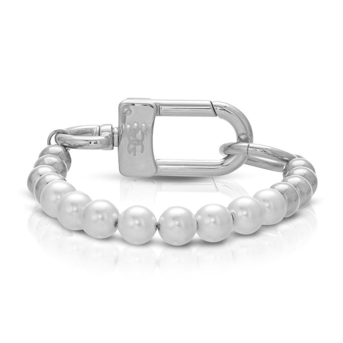White Gold Half Pearl Bracelet by Gold Gods