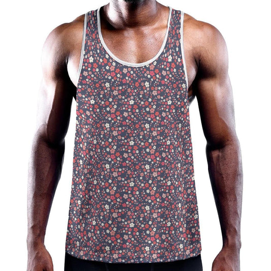 Midnight Navy/Pink Mini Floral Y-Back Racer Tank from Assassin Menswear